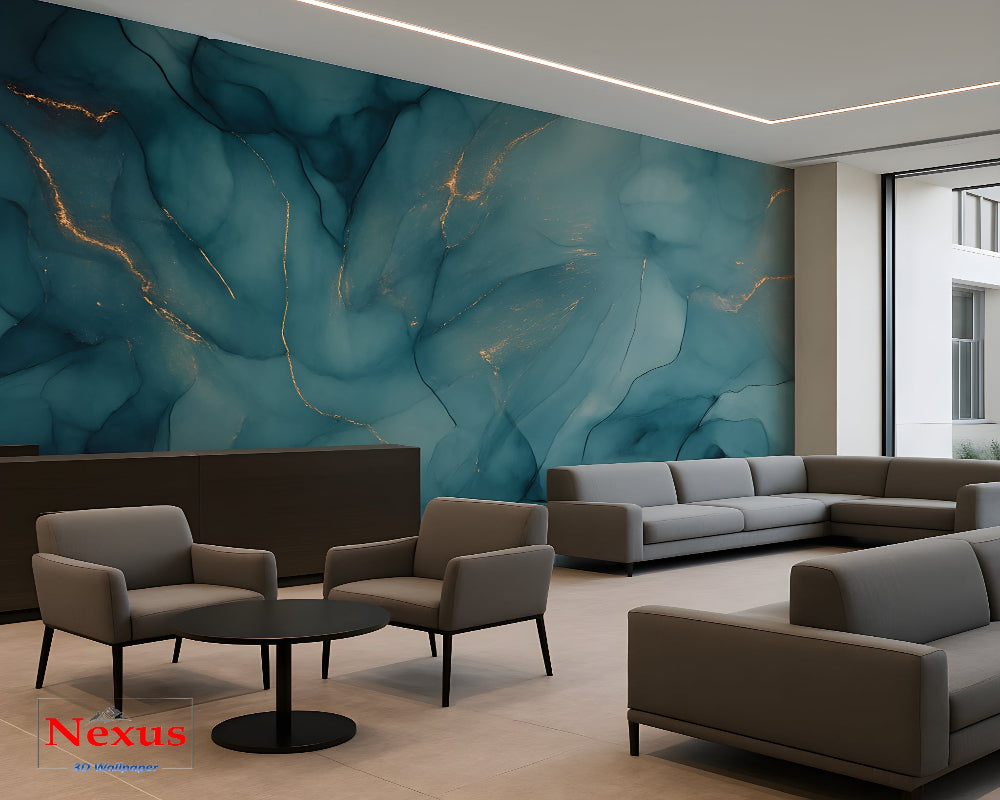 3D Wallpaper Blue Quartz Luxe